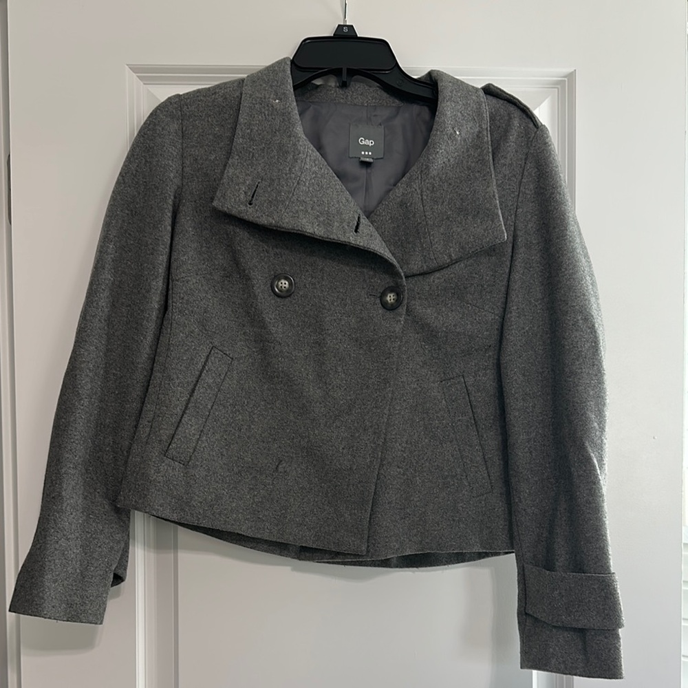 GAP Gray Peacoat Double-Breasted Wool Blend